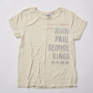Junk Food Beatles Short Sleeve Tee/T-Shirt, Cream